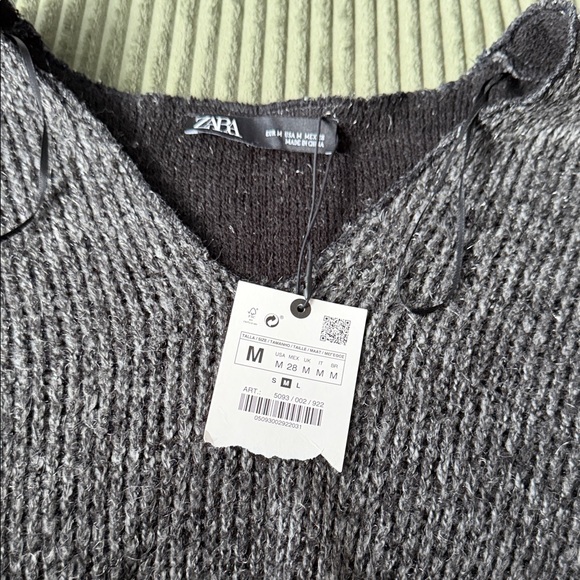 Zara Charcoal V-Neck Sweater for Women - Picture 4 of 4